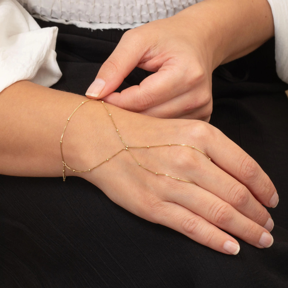 Altın Boncuklu Kutu  Zincir Şahmeran Bileklik - Goldstore