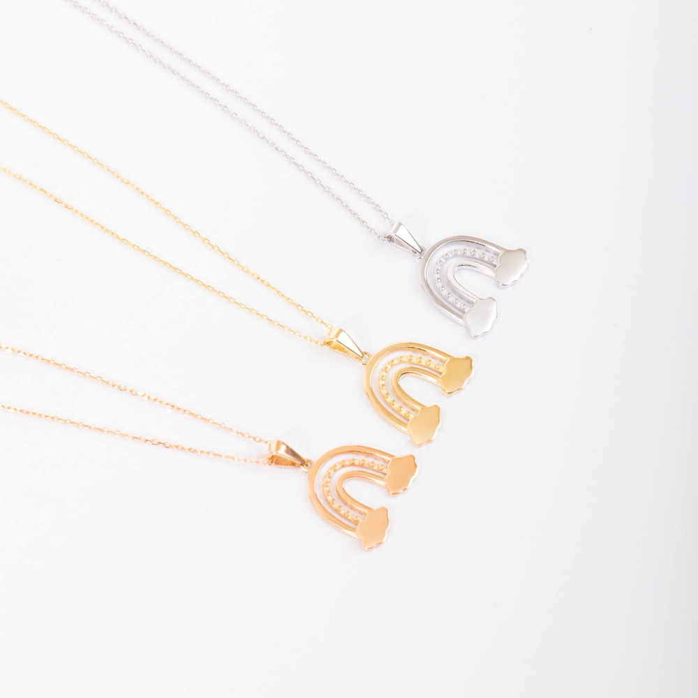 Altın Bulutlu Gökkuşağı Kolye - Goldstore
