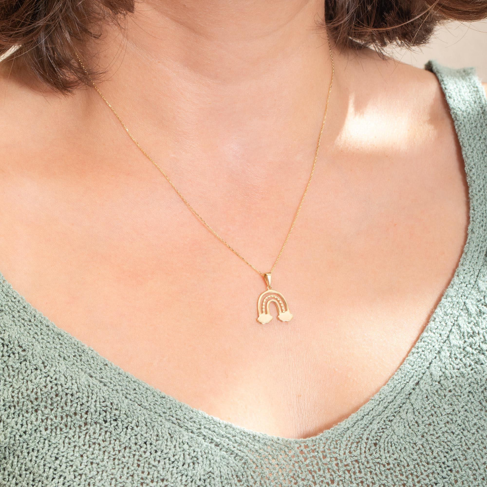 Altın Bulutlu Gökkuşağı Kolye - Goldstore
