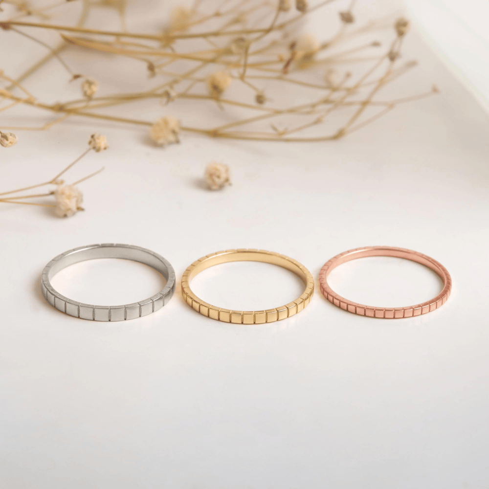 Altın Çentik Dokulu Yüzük - Goldstore