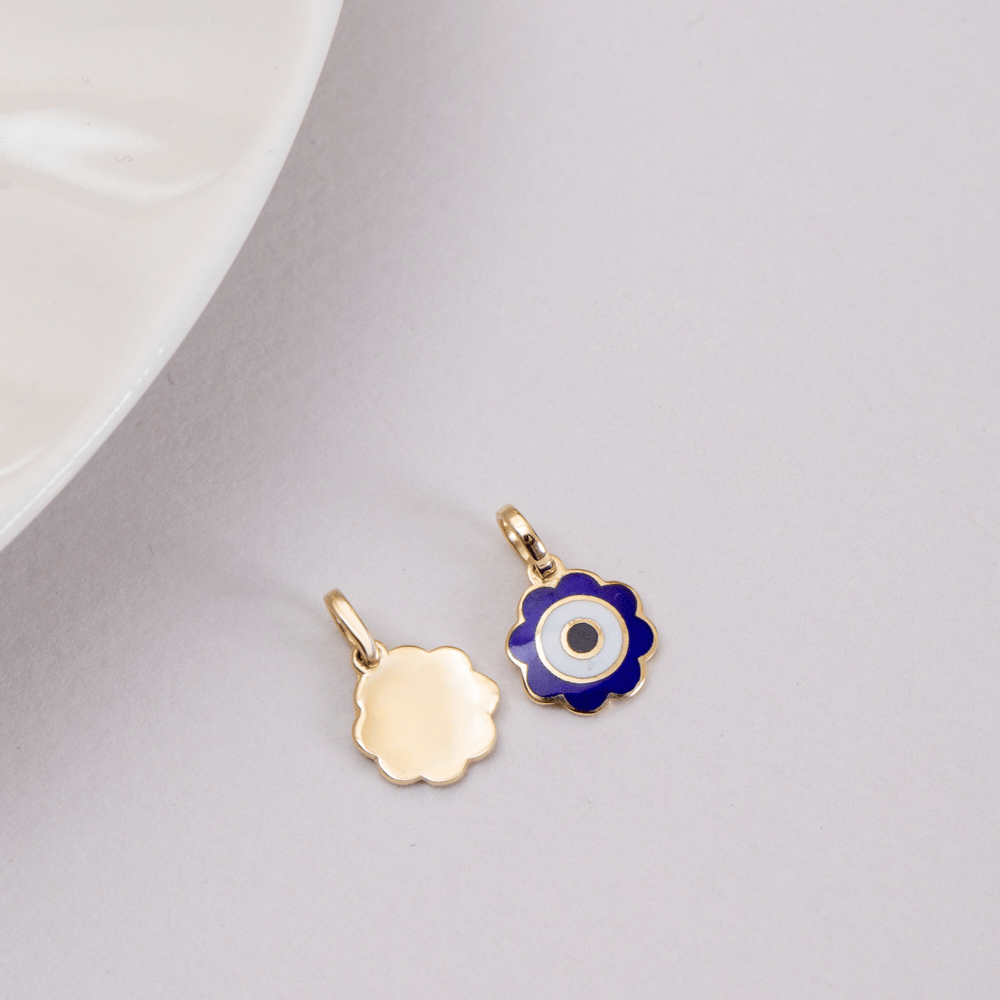 Altın Çiçek Formlu Nazar Kolye - Goldstore