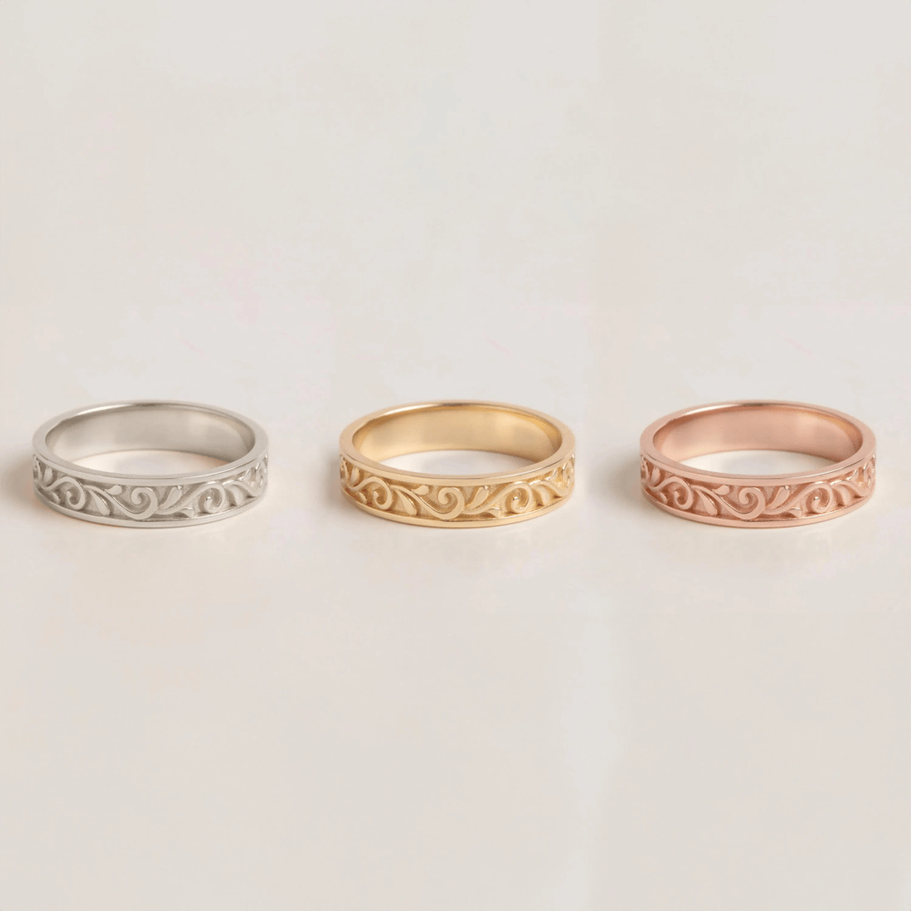 Gold Vintage Scroll Wedding Band - Goldstore