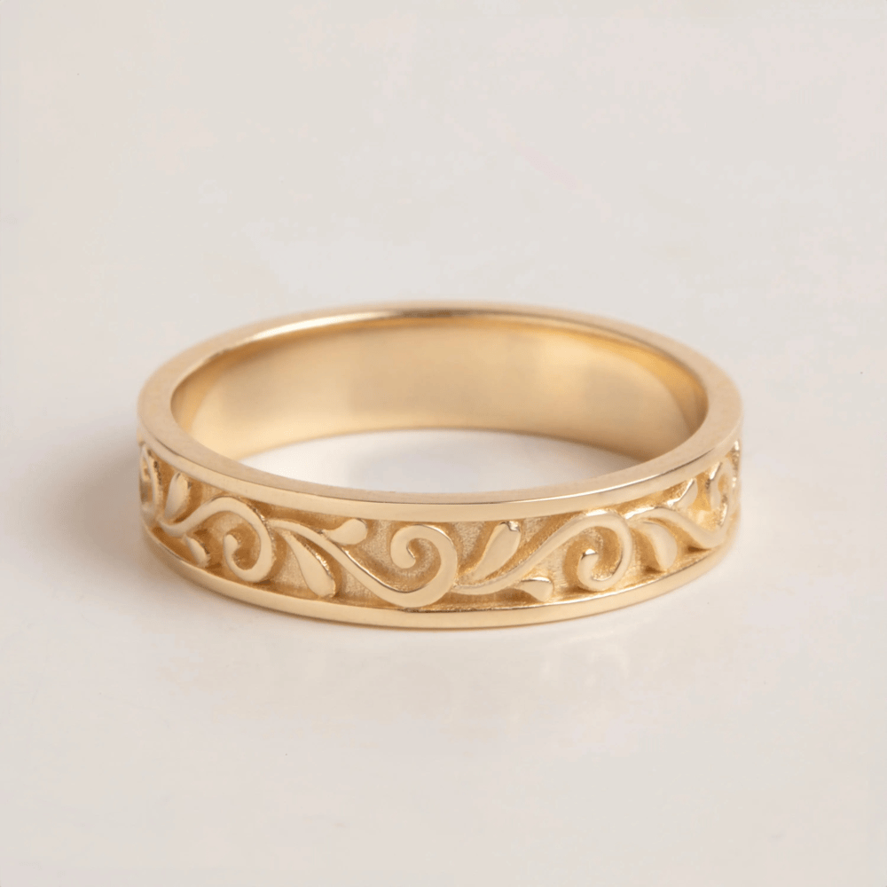Gold Vintage Scroll Wedding Band - Goldstore
