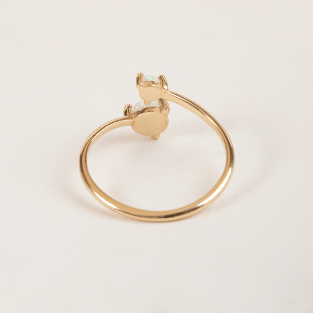 Altın Çift Opal Taşlı Açık Yüzük - Goldstore