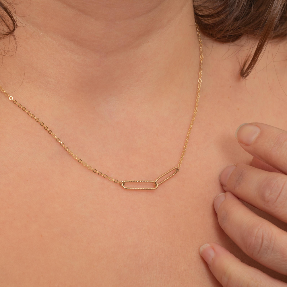Altın Çift Oval Halkalı Kolye - Goldstore