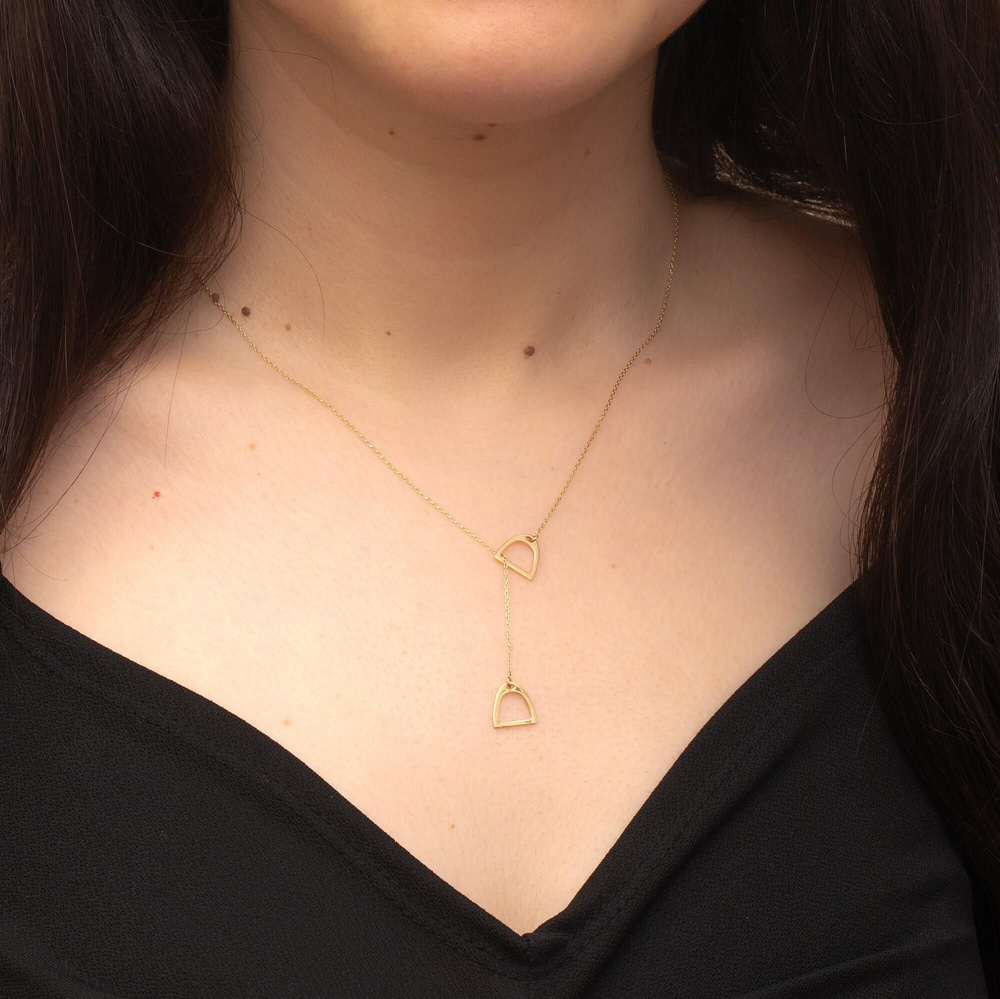 Altın Çift Üzengi Lariat Kolye - Goldstore