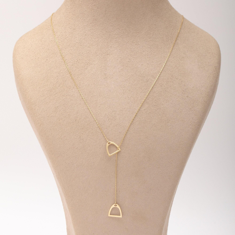 Altın Çift Üzengi Lariat Kolye - Goldstore