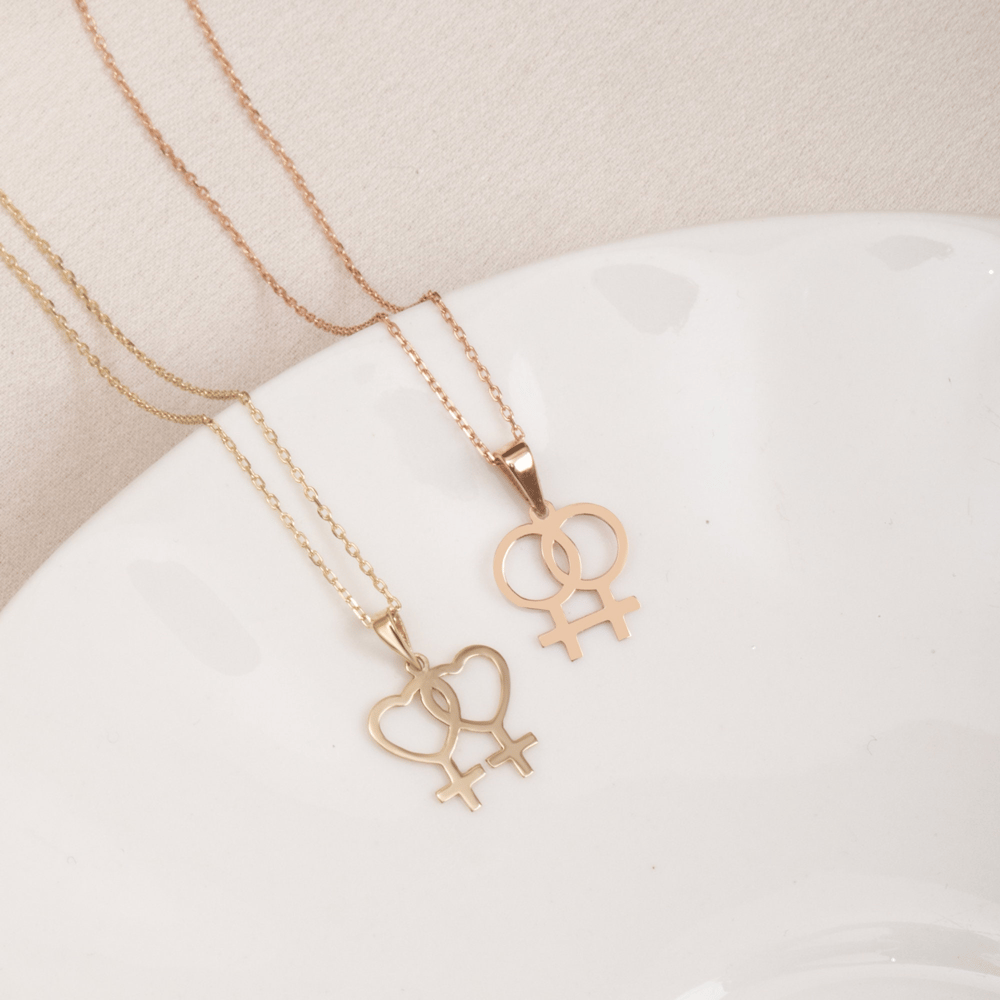 Altın Çift Venüs Kalp Kolye - Goldstore