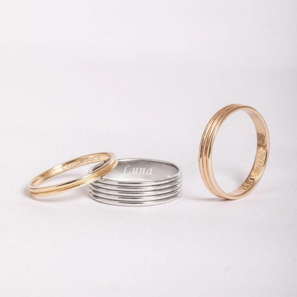 Altın Çizgili Düz Alyans Yüzük - Goldstore