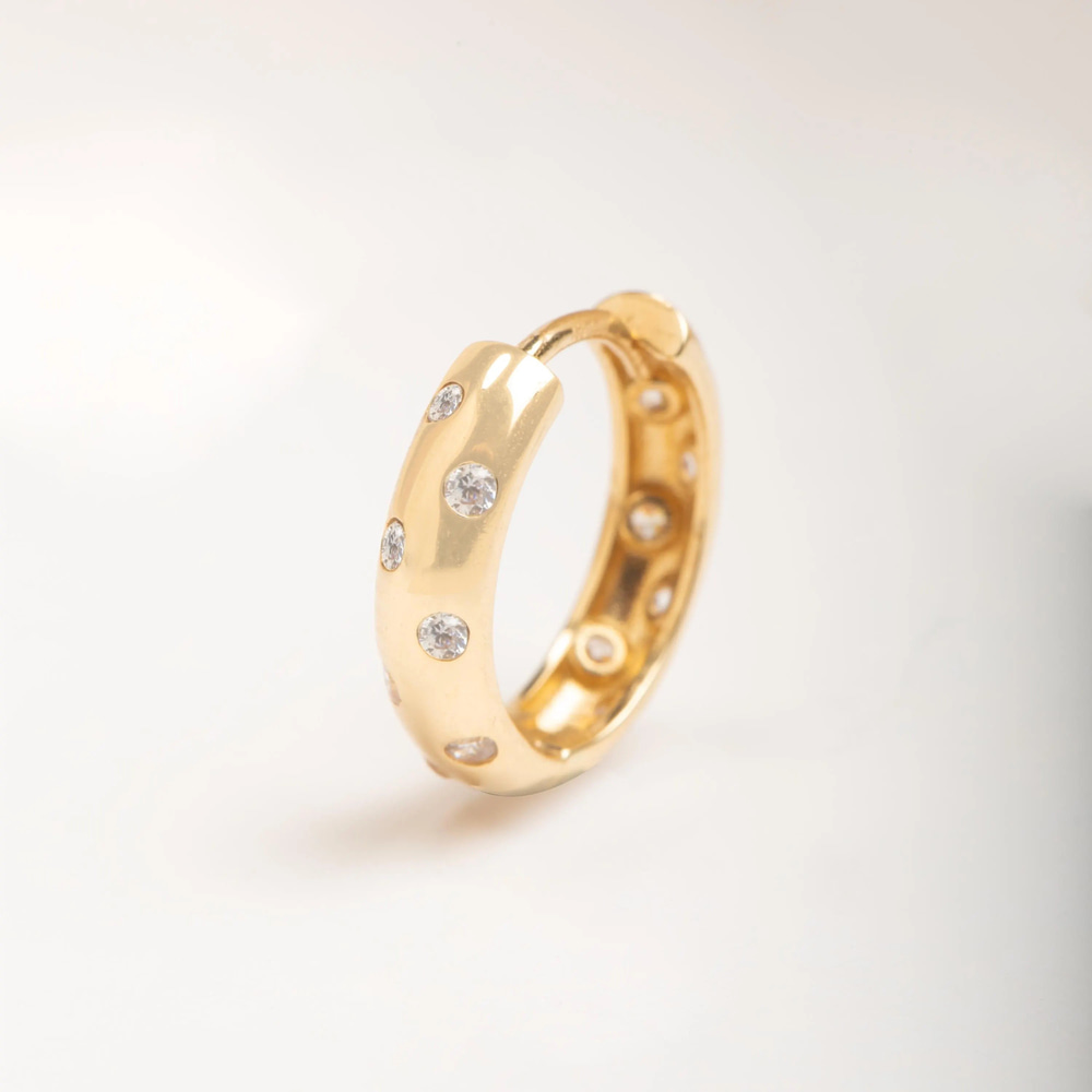 Altın Çok Taşlı Halka Küpe - Goldstore