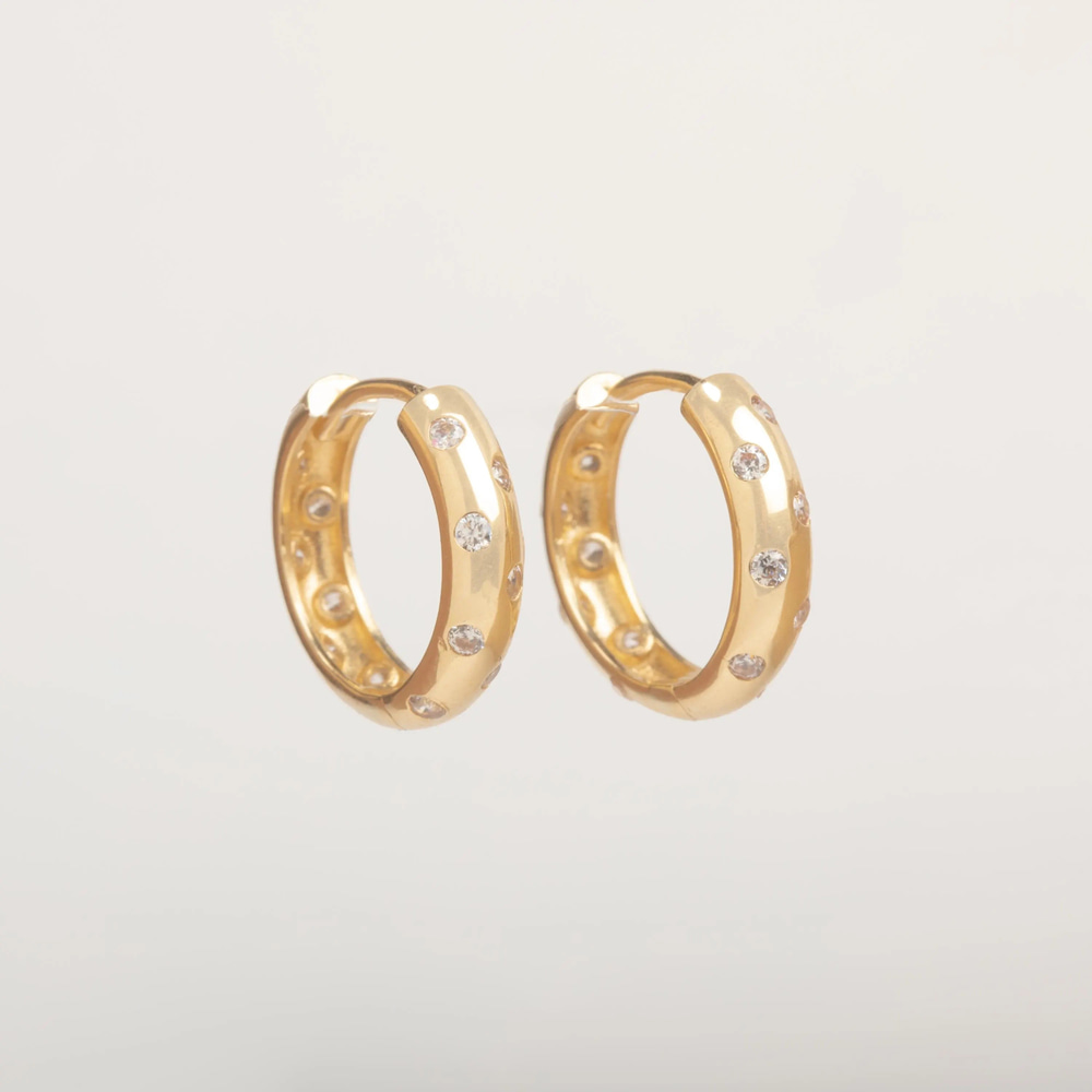 Altın Çok Taşlı Halka Küpe - Goldstore