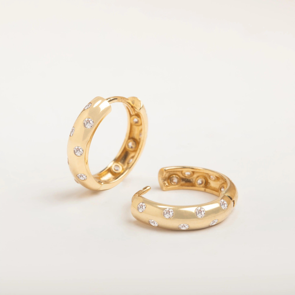 Altın Çok Taşlı Halka Küpe - Goldstore