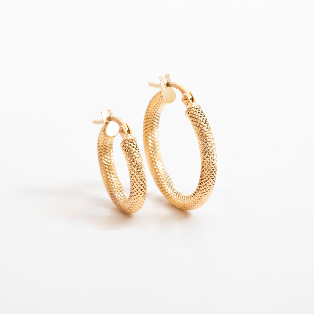 Altın Desenli Halka Küpe - Goldstore
