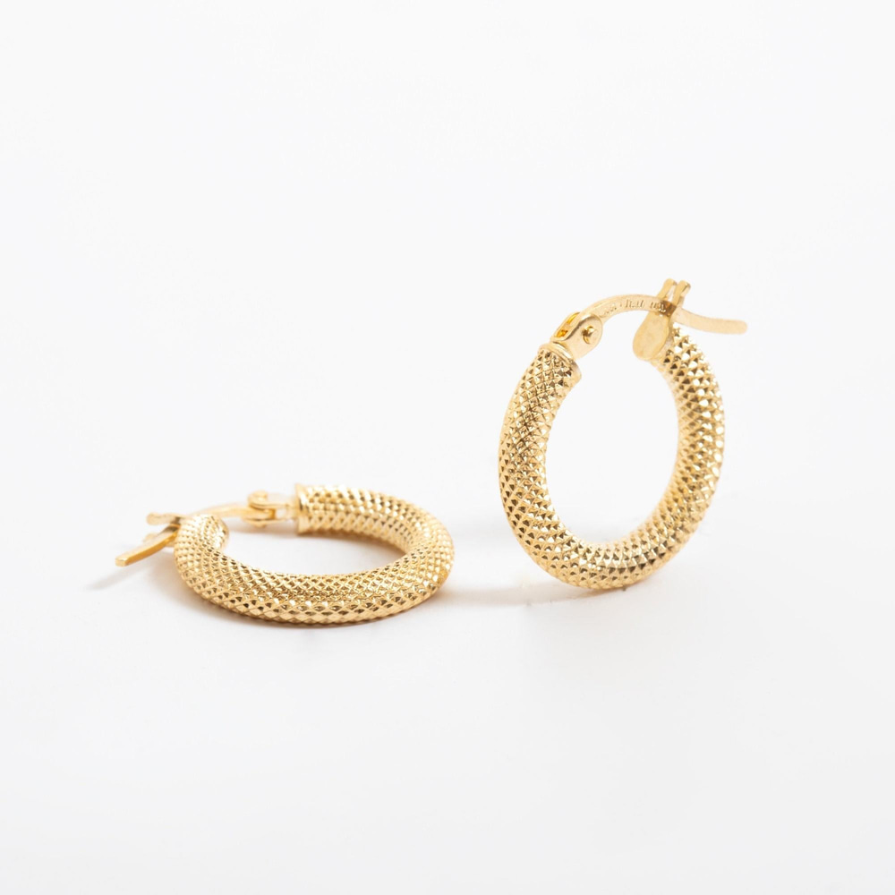 Altın Desenli Halka Küpe - Goldstore