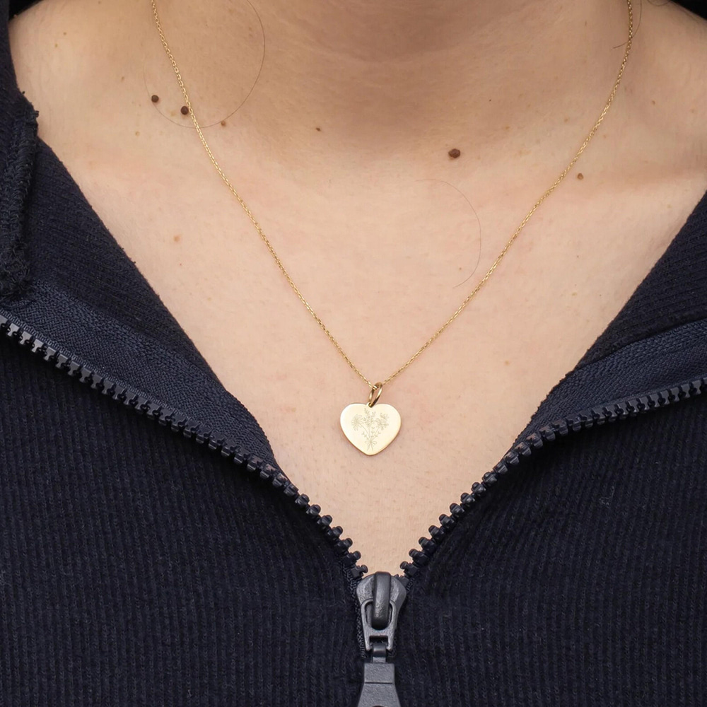 Altın Doğum Çiçeği Kalp Kolye - Goldstore