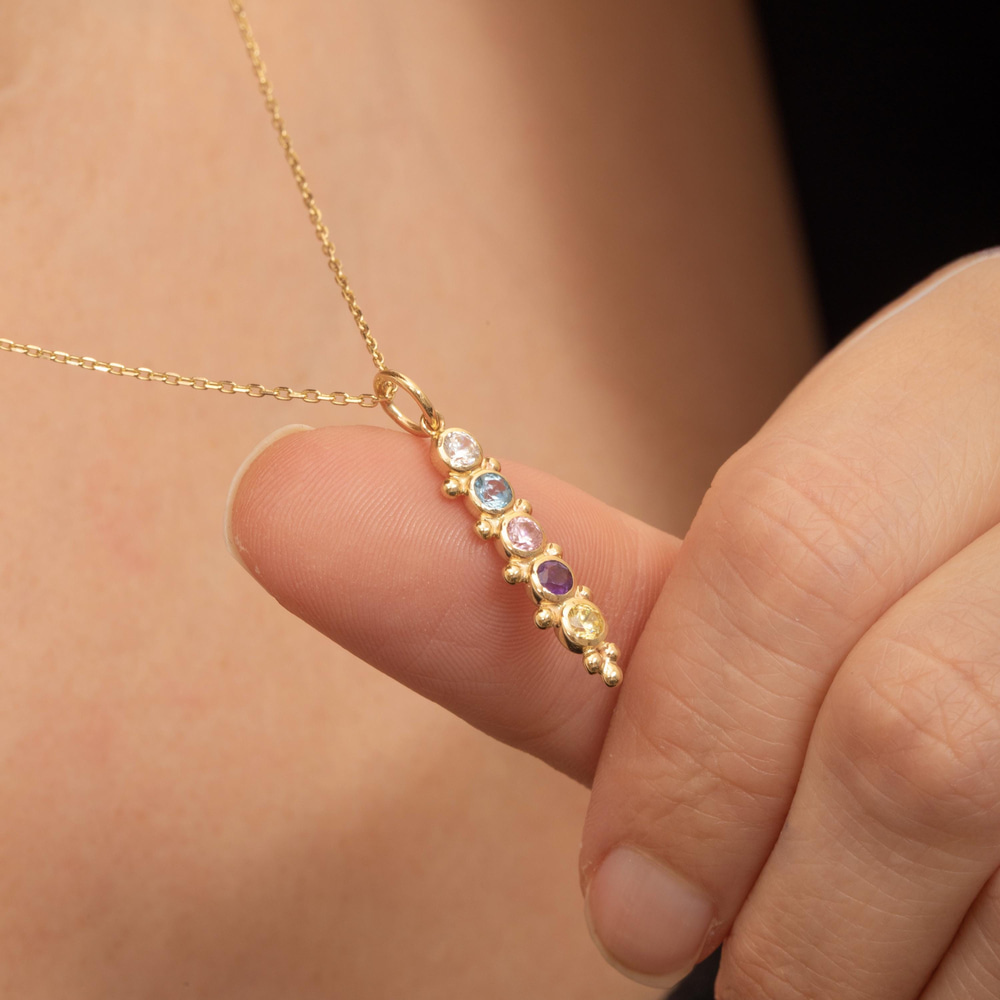 Altın Doğum Taşılı Bar Kolye - Goldstore