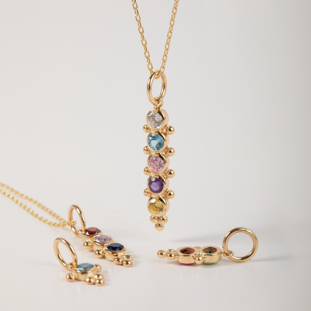 Altın Doğum Taşılı Bar Kolye - Goldstore