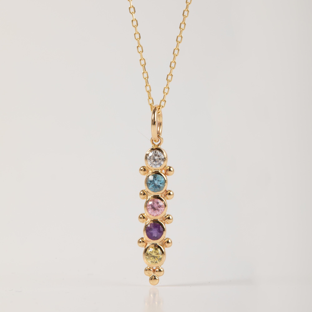 Altın Doğum Taşılı Bar Kolye - Goldstore