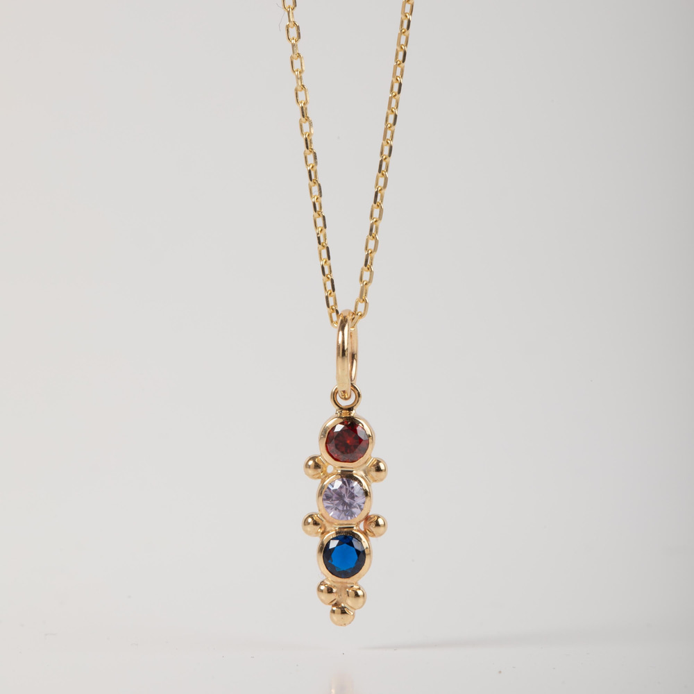 Altın Doğum Taşılı Bar Kolye - Goldstore