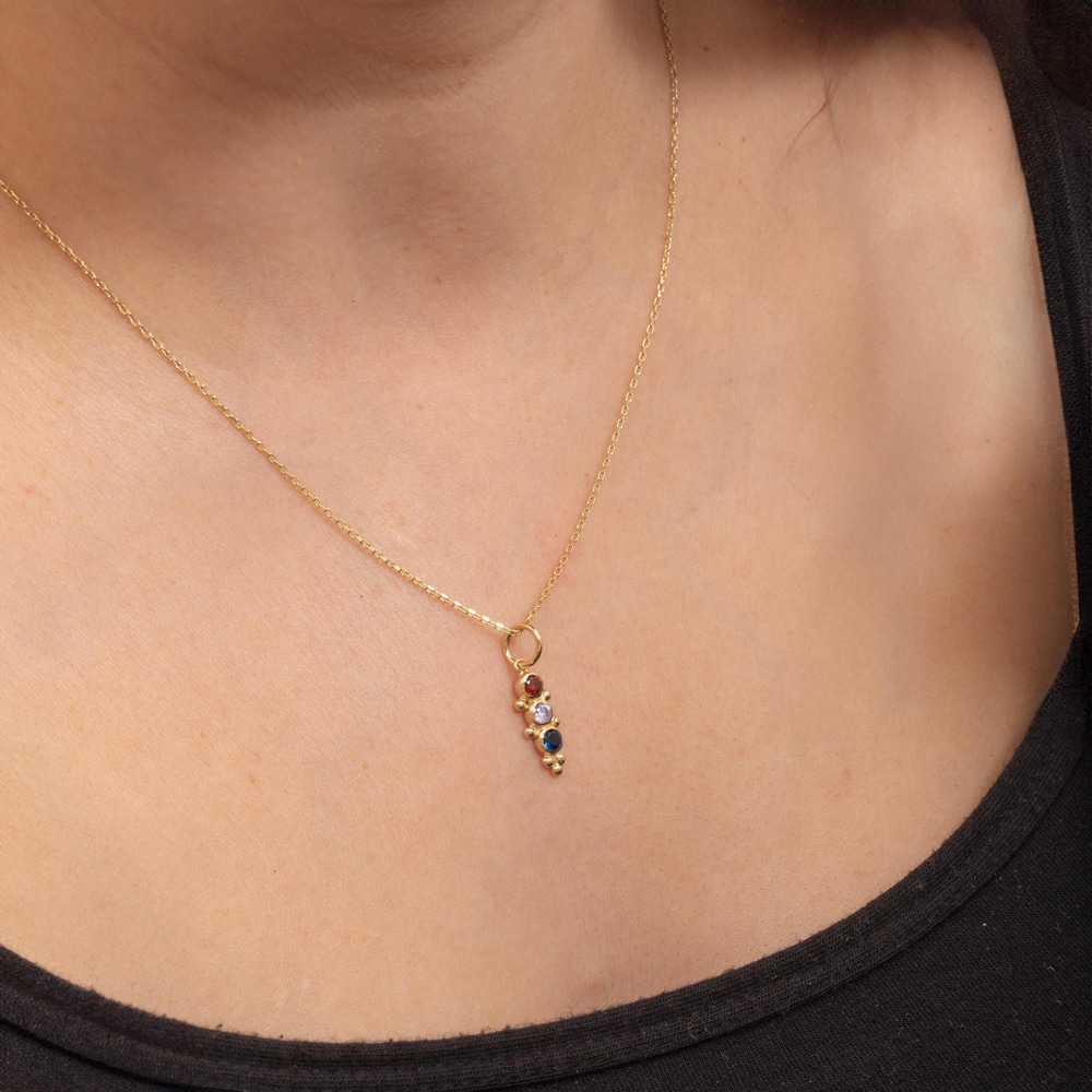 Altın Doğum Taşılı Bar Kolye - Goldstore