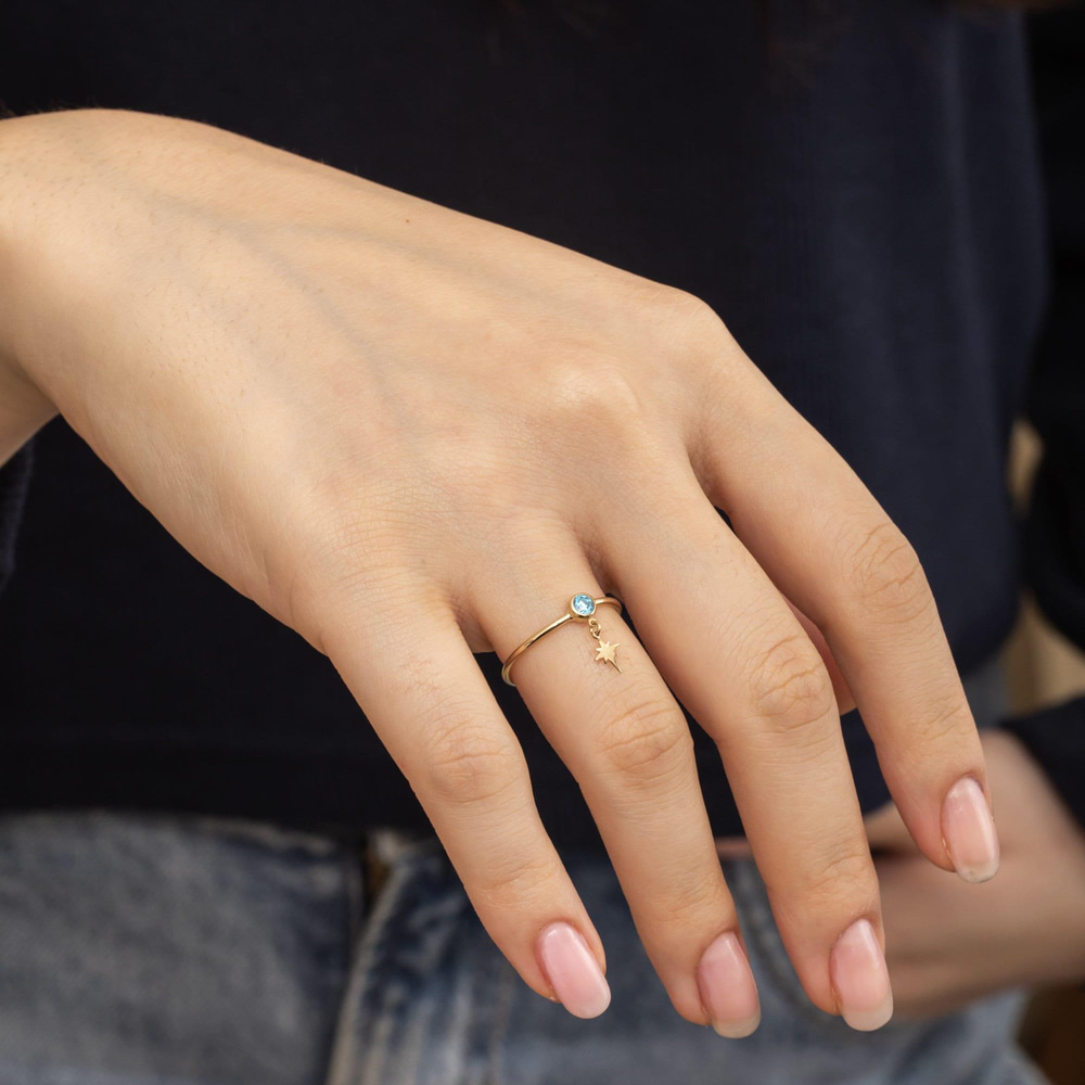 Altın Doğum Taşlı Charm Yüzük - Goldstore