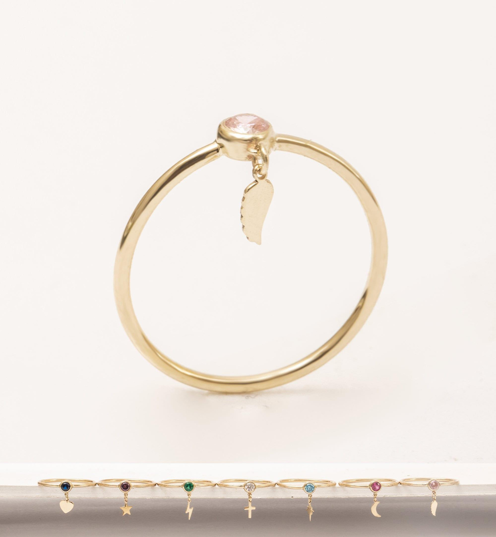 Altın Doğum Taşlı Charm Yüzük - Goldstore