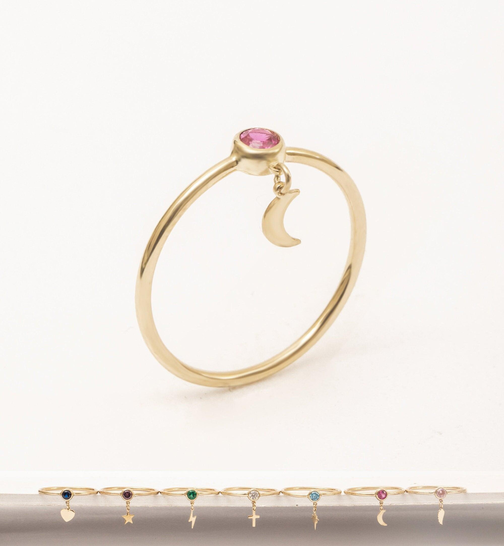 Altın Doğum Taşlı Charm Yüzük - Goldstore