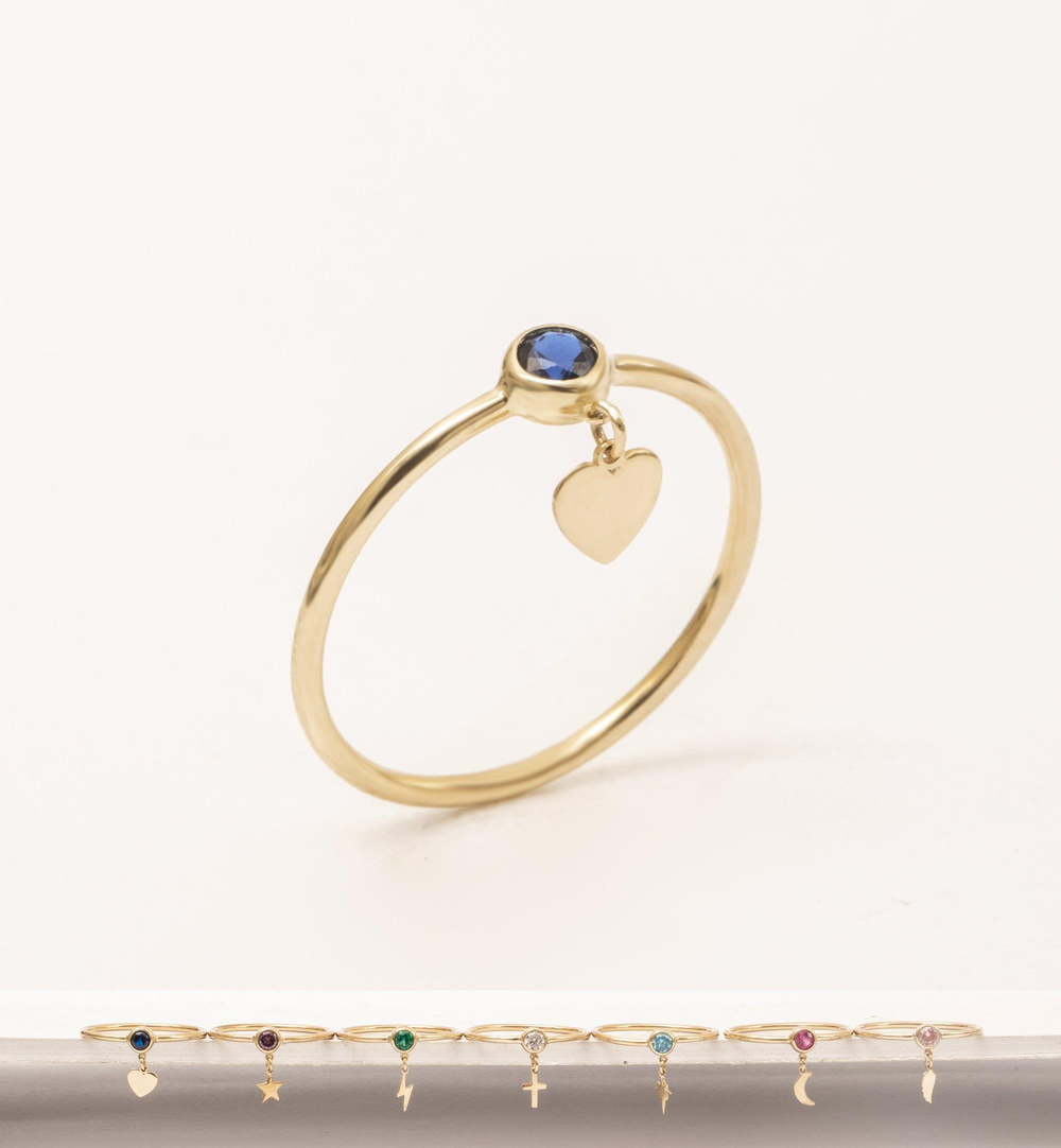 Altın Doğum Taşlı Charm Yüzük - Goldstore