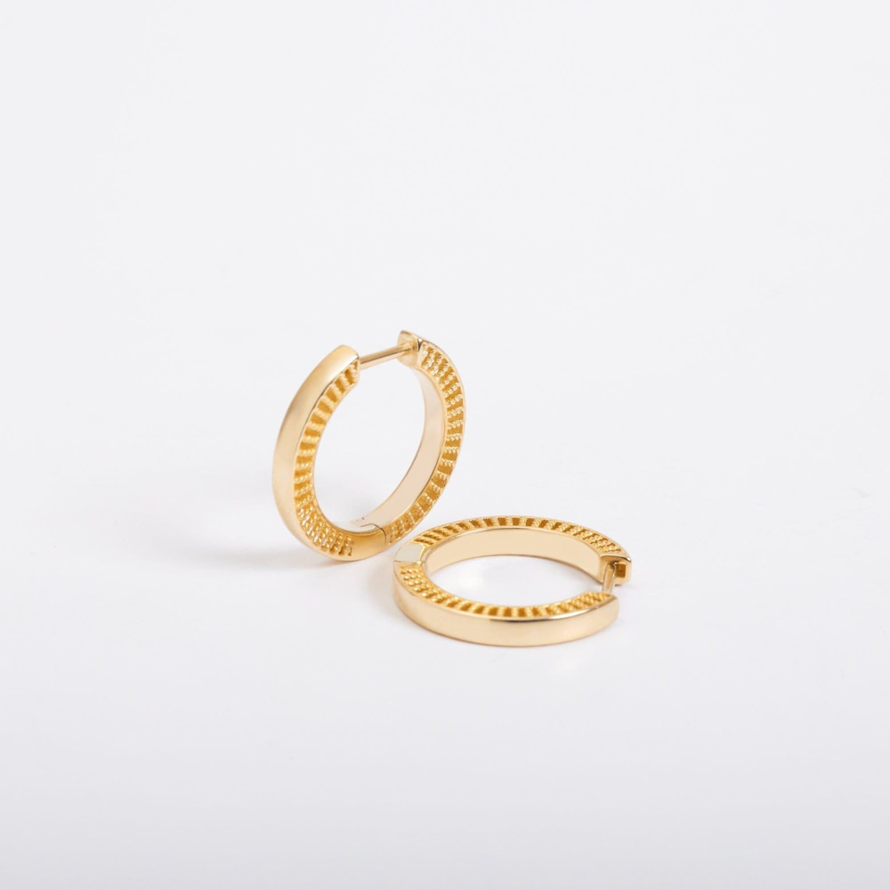Altın Dokulu Halka Küpe - Goldstore