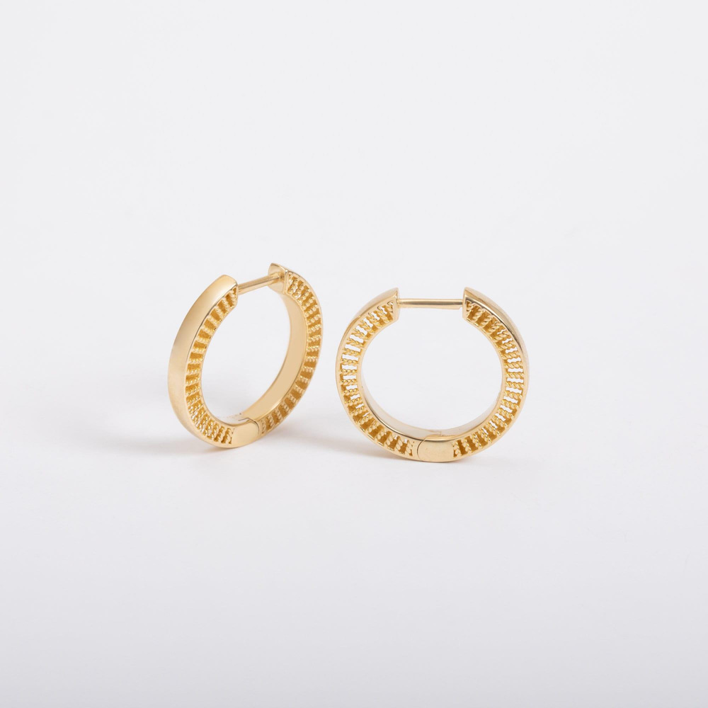 Altın Dokulu Halka Küpe - Goldstore