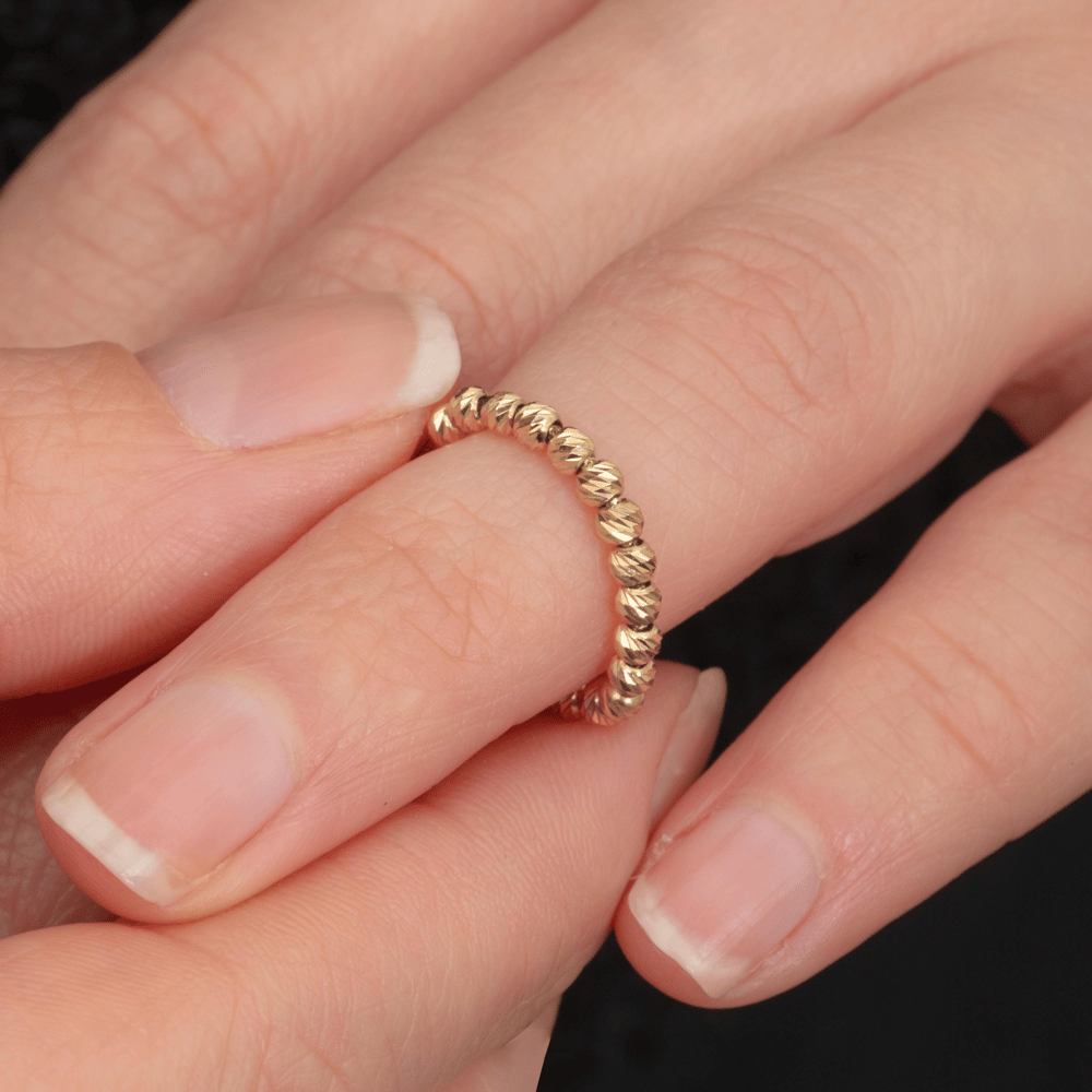 Altın Elmas Kesim Boncuk Yüzük - Goldstore