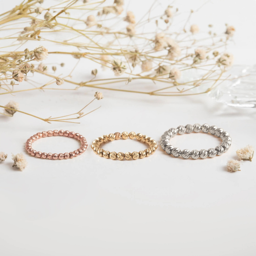 Altın Elmas Kesim Boncuk Yüzük - Goldstore
