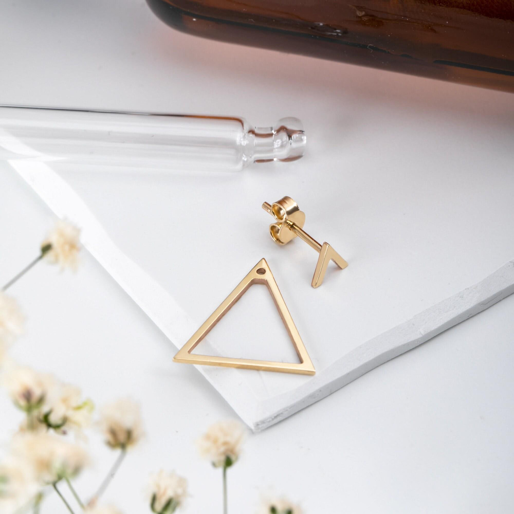 Altın Geometrik Üçgen Küpe - Goldstore