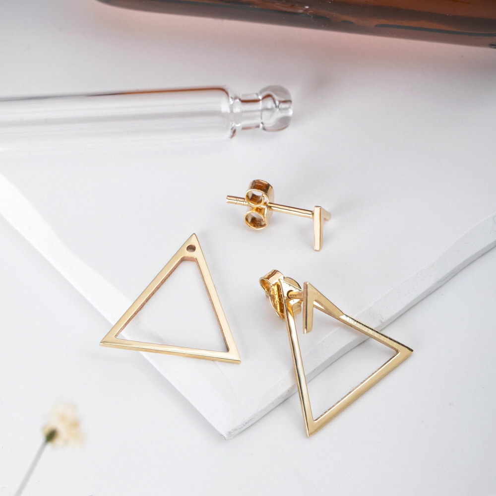 Altın Geometrik Üçgen Küpe - Goldstore