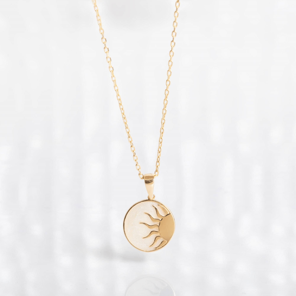 Altın Güneş Figürlü Kolye - Goldstore