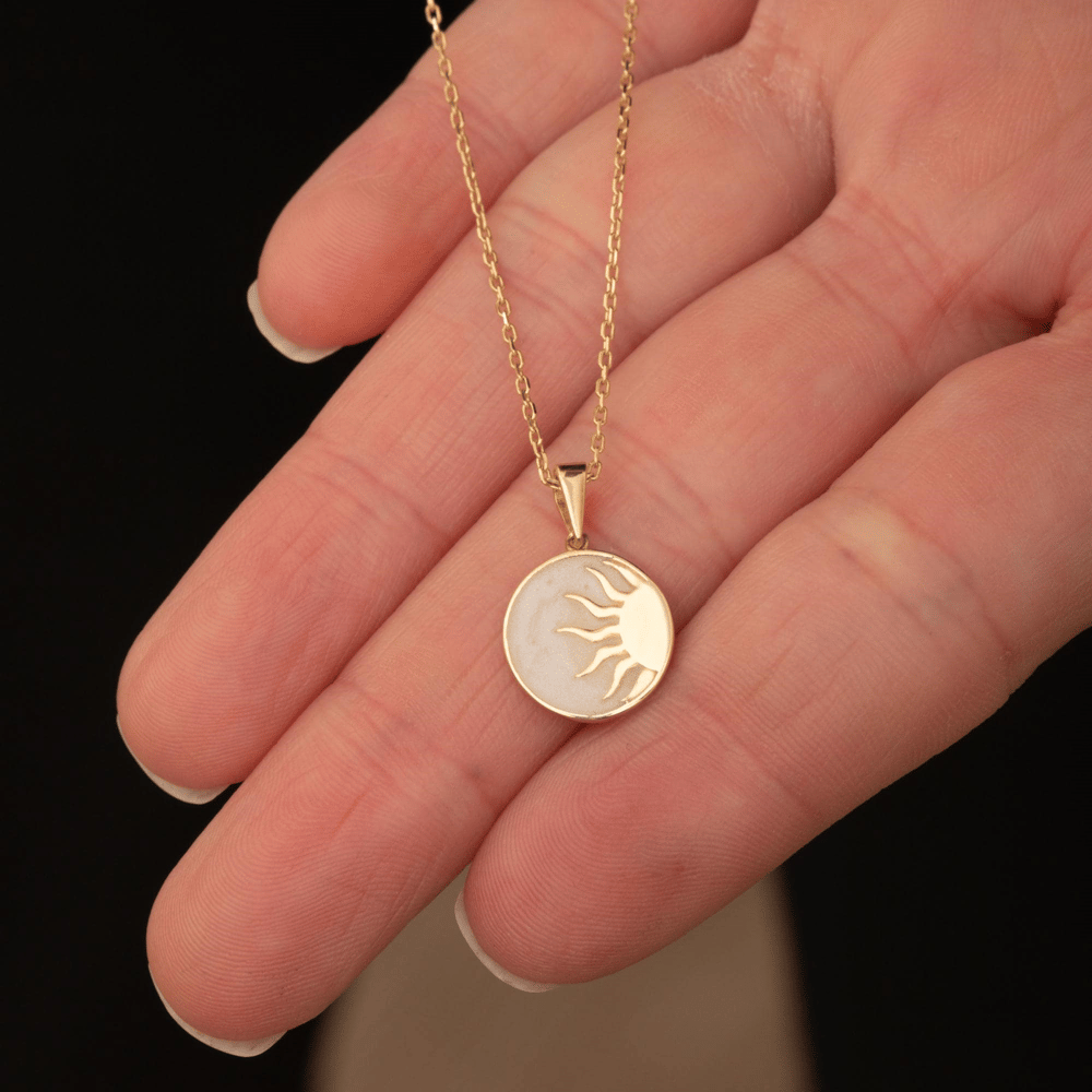 Altın Güneş Figürlü Kolye - Goldstore