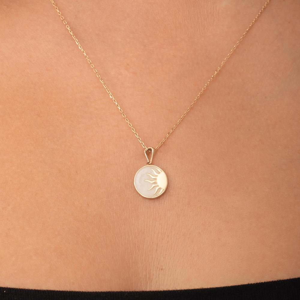 Altın Güneş Figürlü Kolye - Goldstore