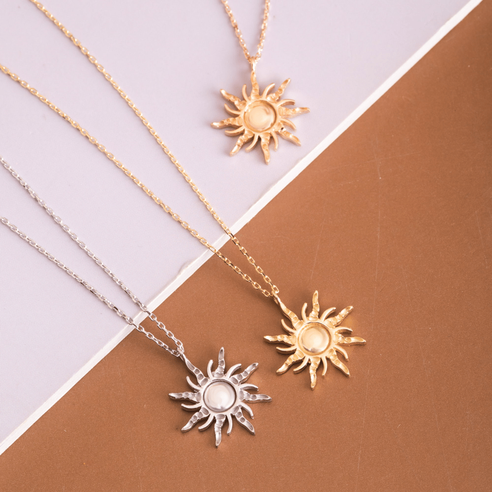Altın Güneş Figürlü Kolye - Goldstore