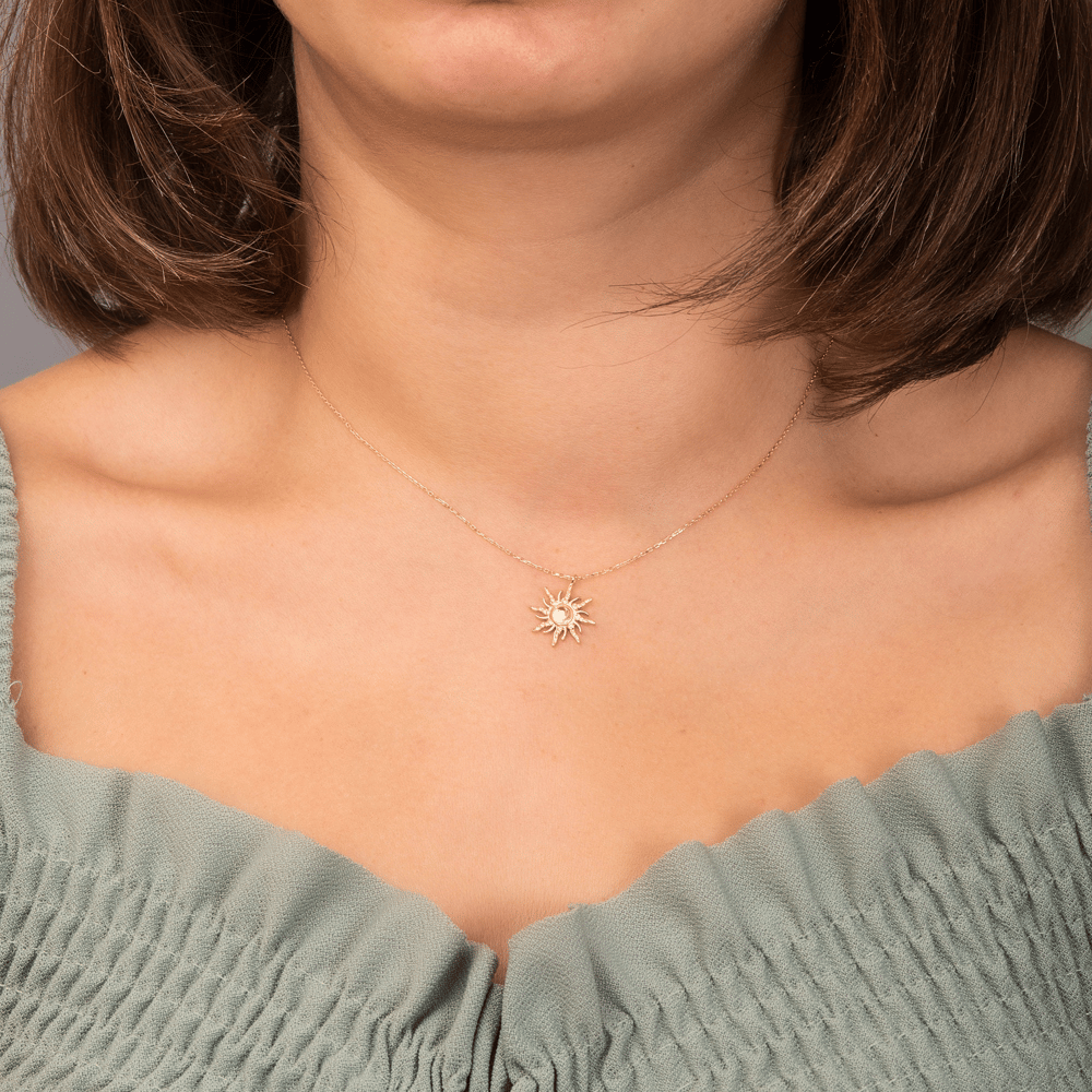 Altın Güneş Figürlü Kolye - Goldstore
