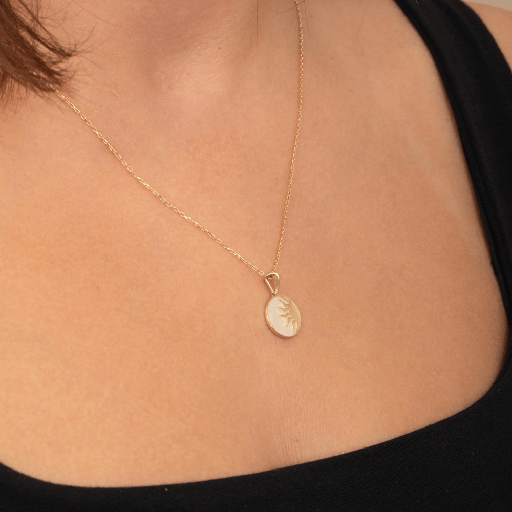 Altın Güneş Figürlü Kolye - Goldstore