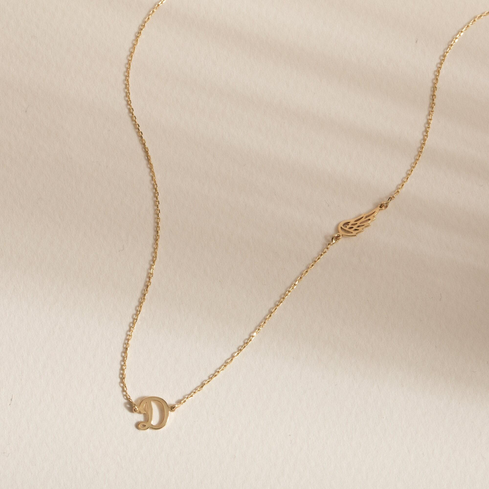 Altın Harf ve Kanat Kolye - Goldstore