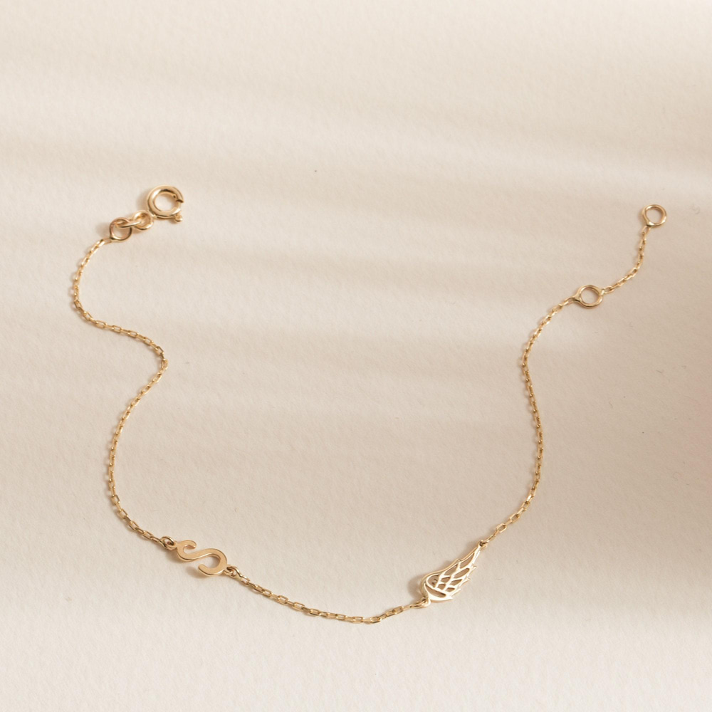 Altın Harf ve Kanat Kolye - Goldstore