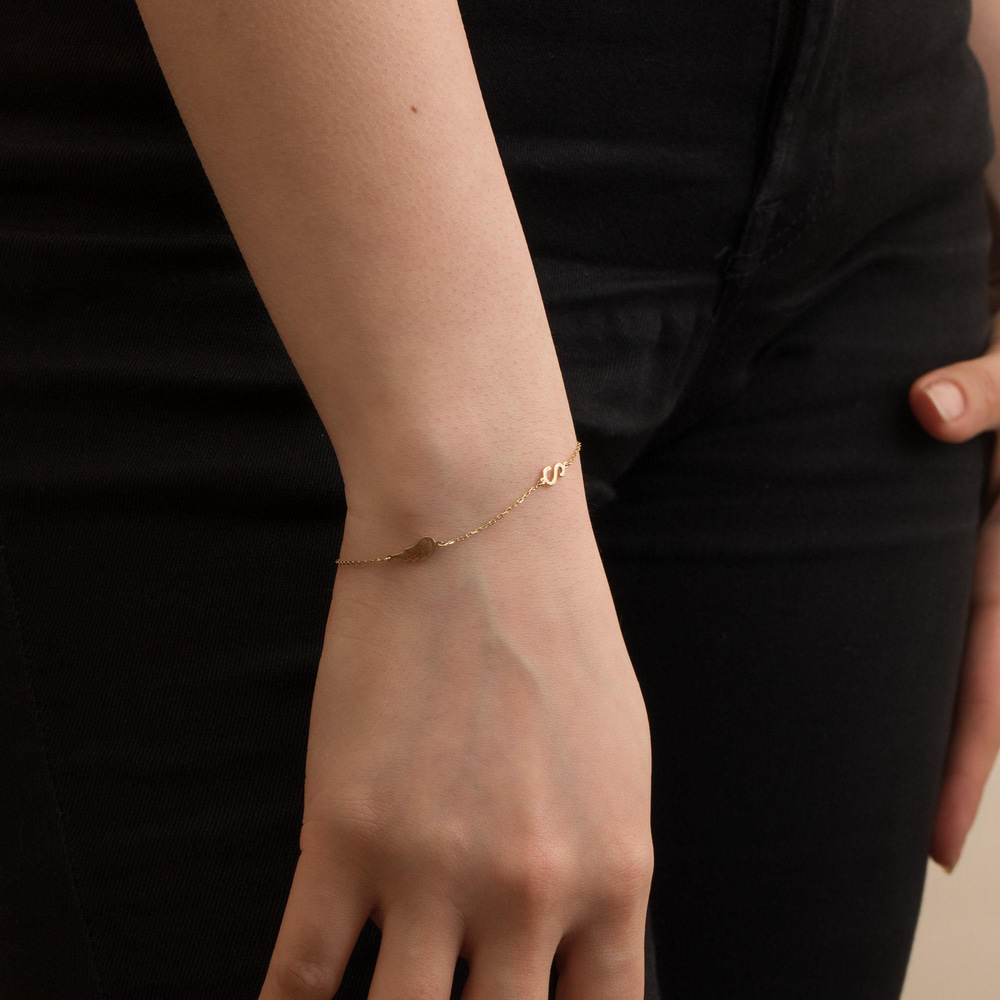 Altın Harf ve Kanat Kolye - Goldstore