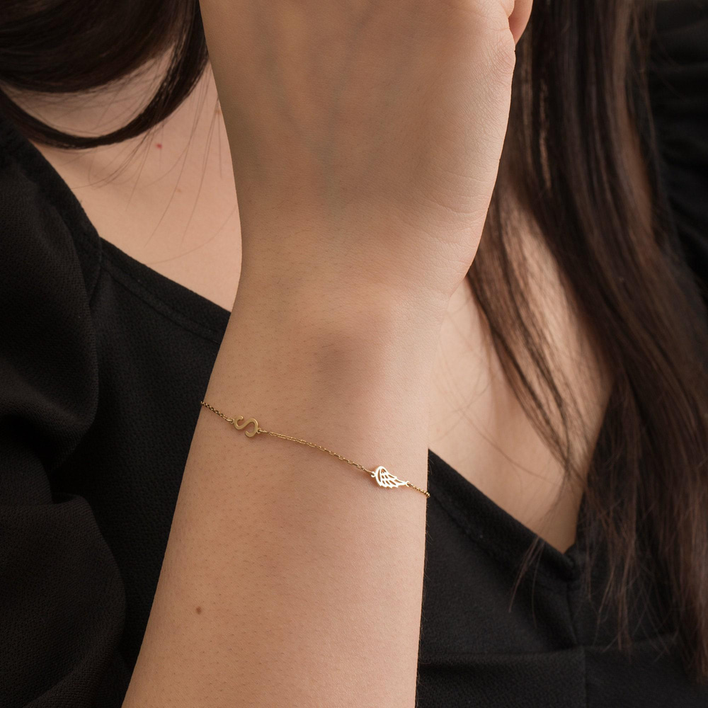 Altın Harf ve Kanat Kolye - Goldstore
