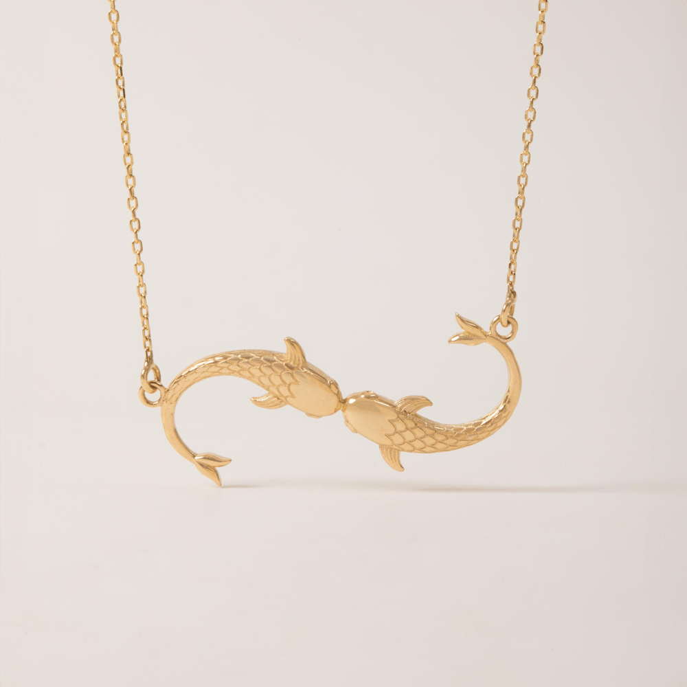 Altın İki Balık Figürlü Kolye - Goldstore