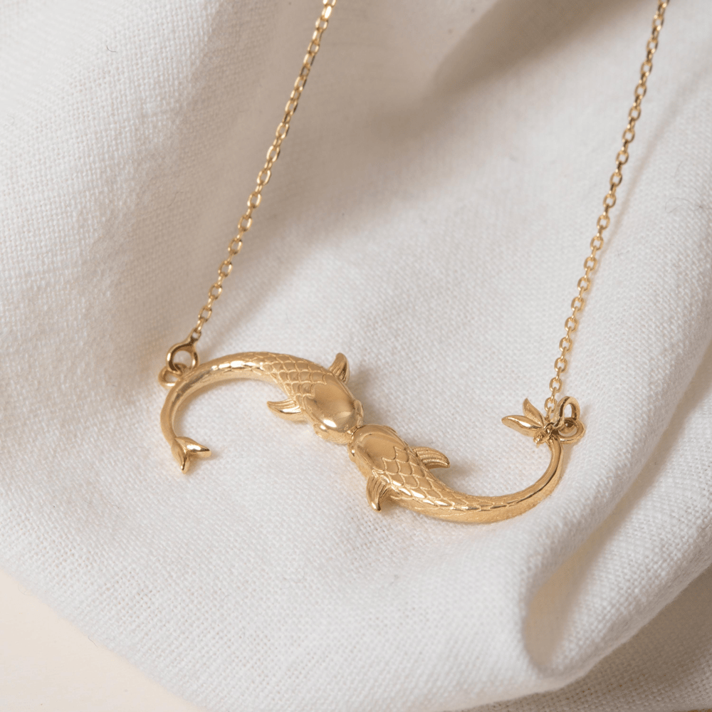 Altın İki Balık Figürlü Kolye - Goldstore