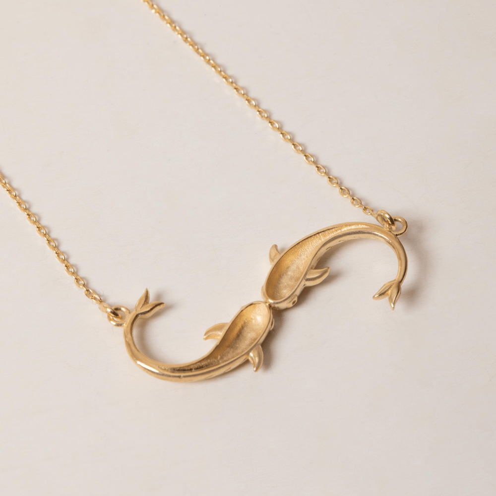 Altın İki Balık Figürlü Kolye - Goldstore