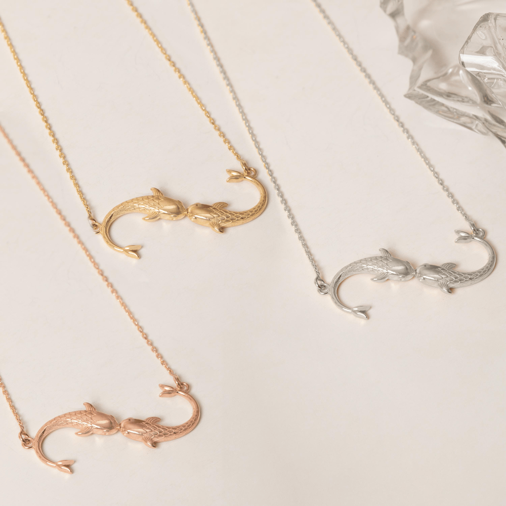 Altın İki Balık Figürlü Kolye - Goldstore