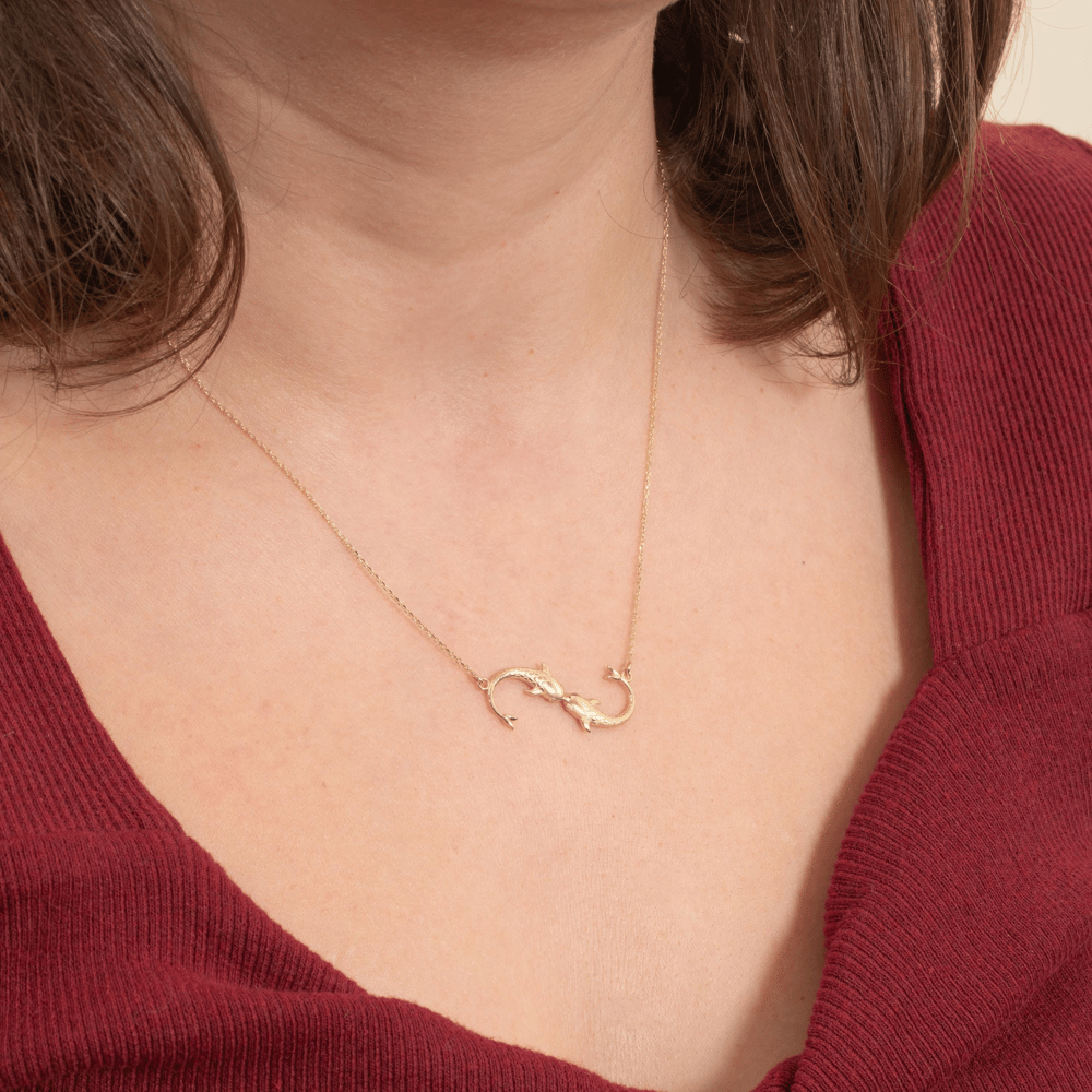 Altın İki Balık Figürlü Kolye - Goldstore