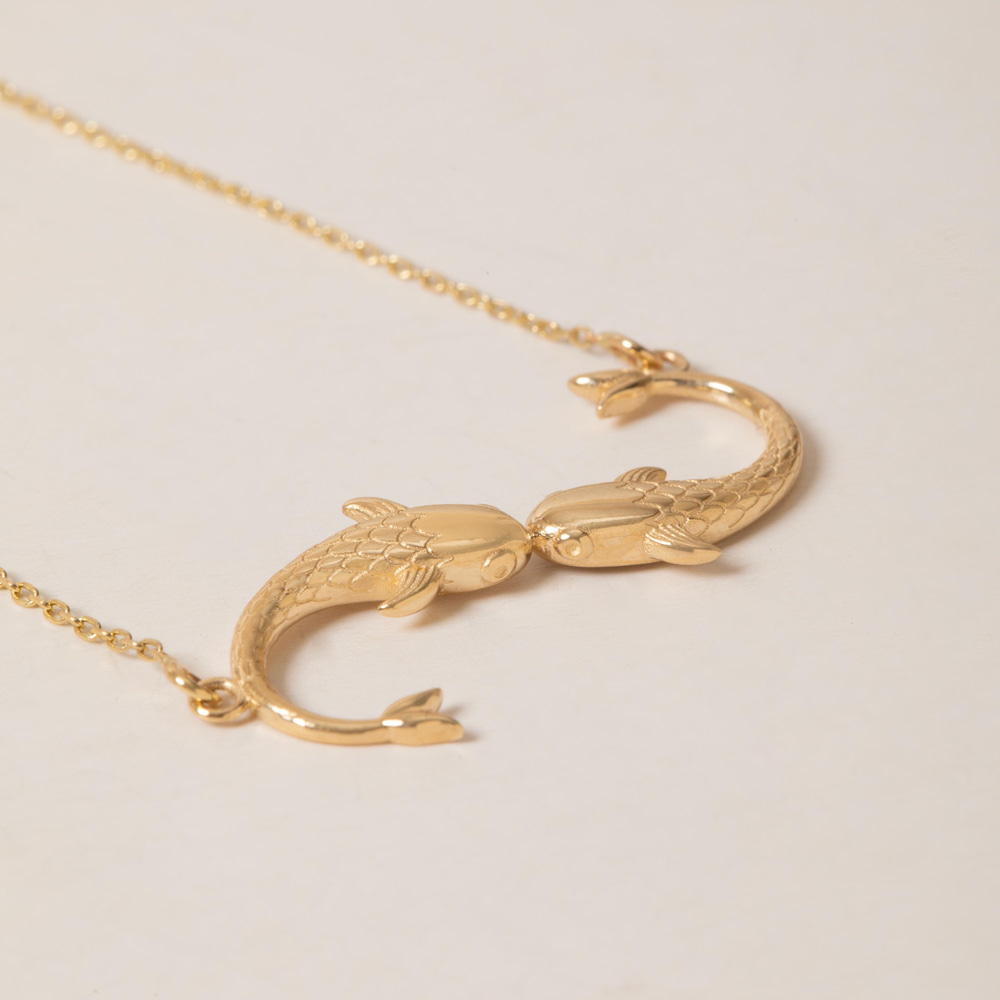 Altın İki Balık Figürlü Kolye - Goldstore